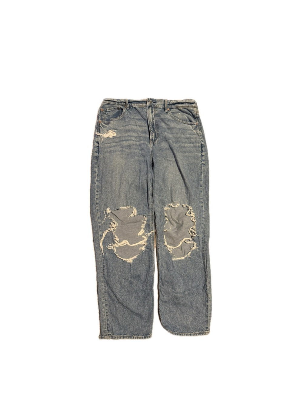 American Age Women's Distressed Boyfriend Jeans - Light Blue